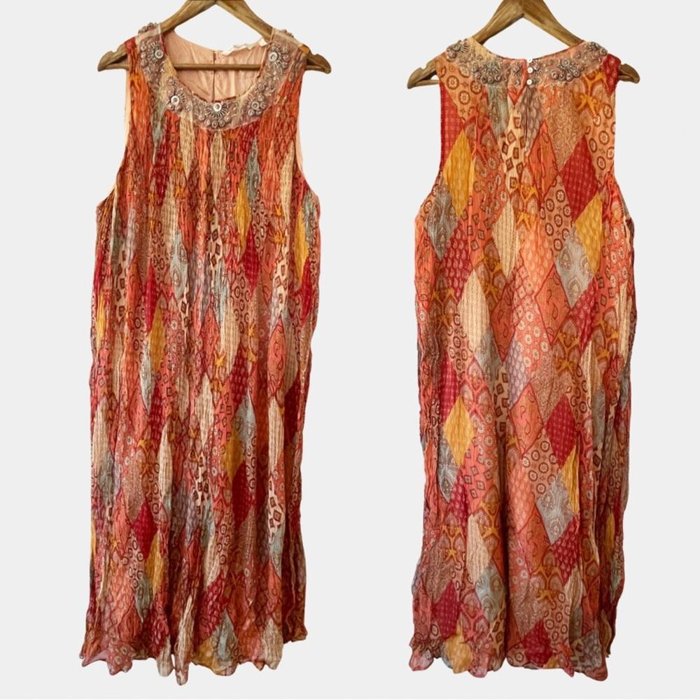 Soft Surroundings Multi-Color Patchwork Diamond Maxi Dress